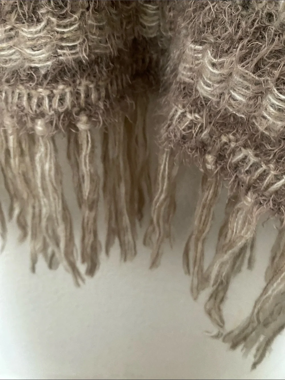 Knox Rose Taupe & Cream Striped Fringe Cozy Sweater